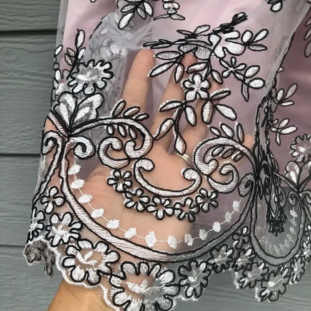 Jayne Copeland pink black floral embroidered dress-girls size 6